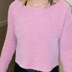 Casual Pink Longsleeve Pink Sweater